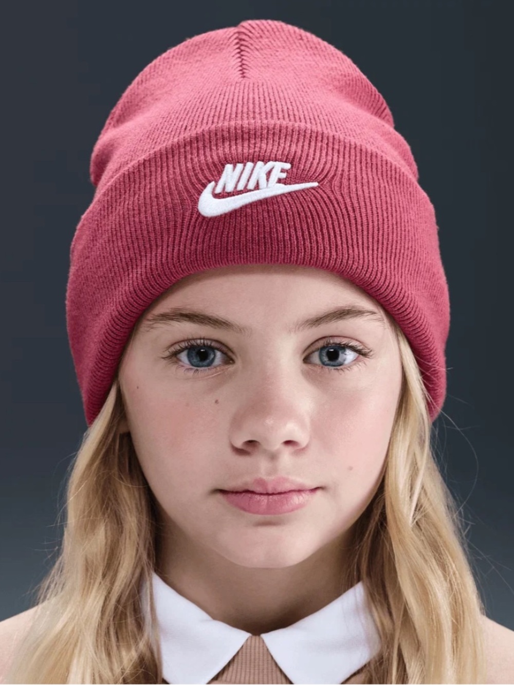 Kids Nike Peak Beanie - Sweet Beet/White
